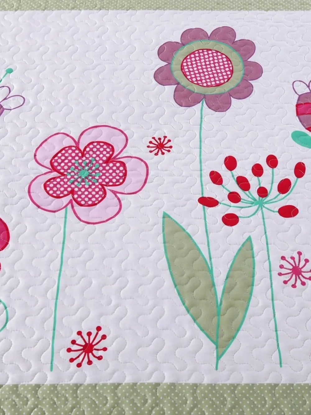 3 PIECE KIDS FLORAL QUILT BEDSPREAD SET